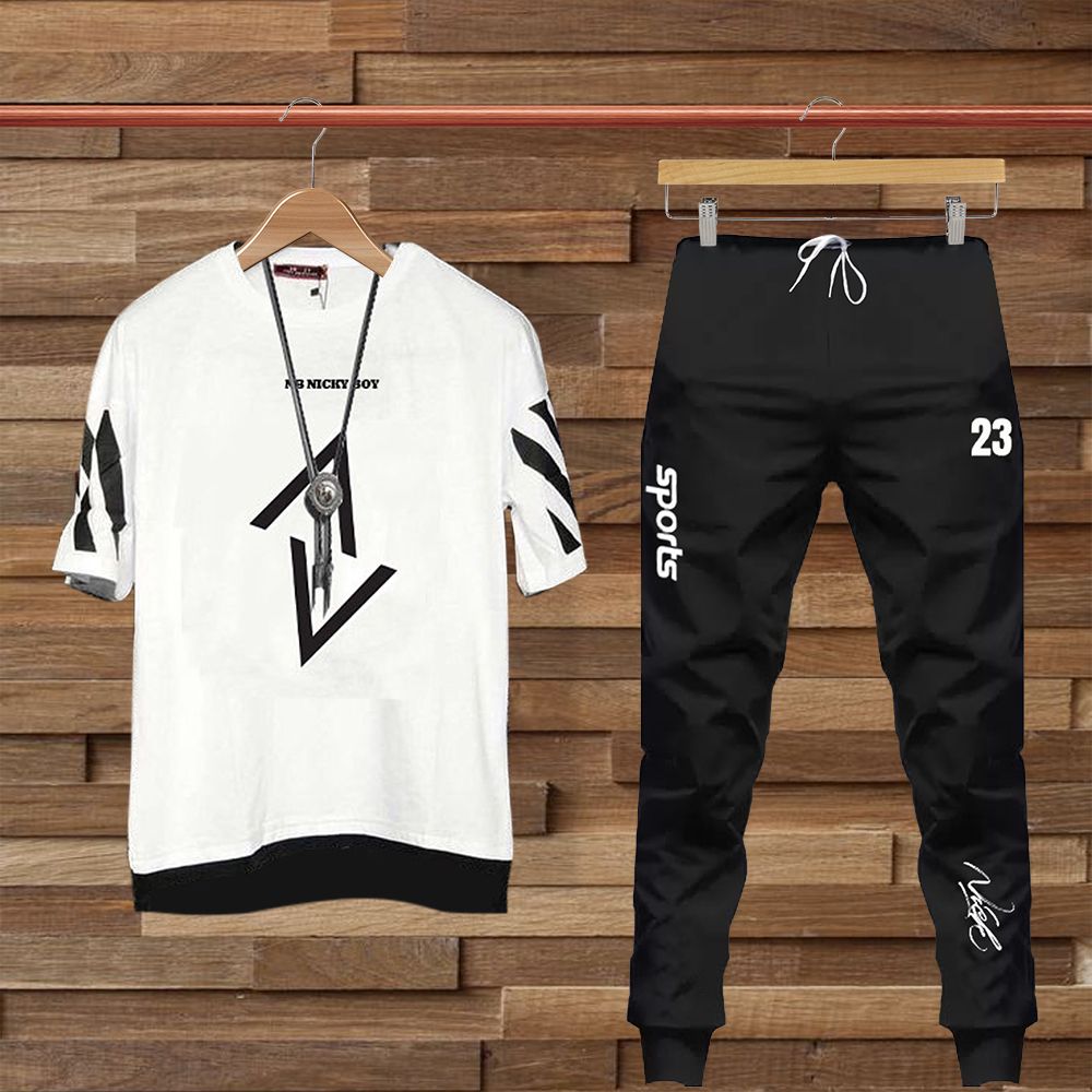 nb nicky boy Men Top & Pyjama Set Black, White Printed-picture-26