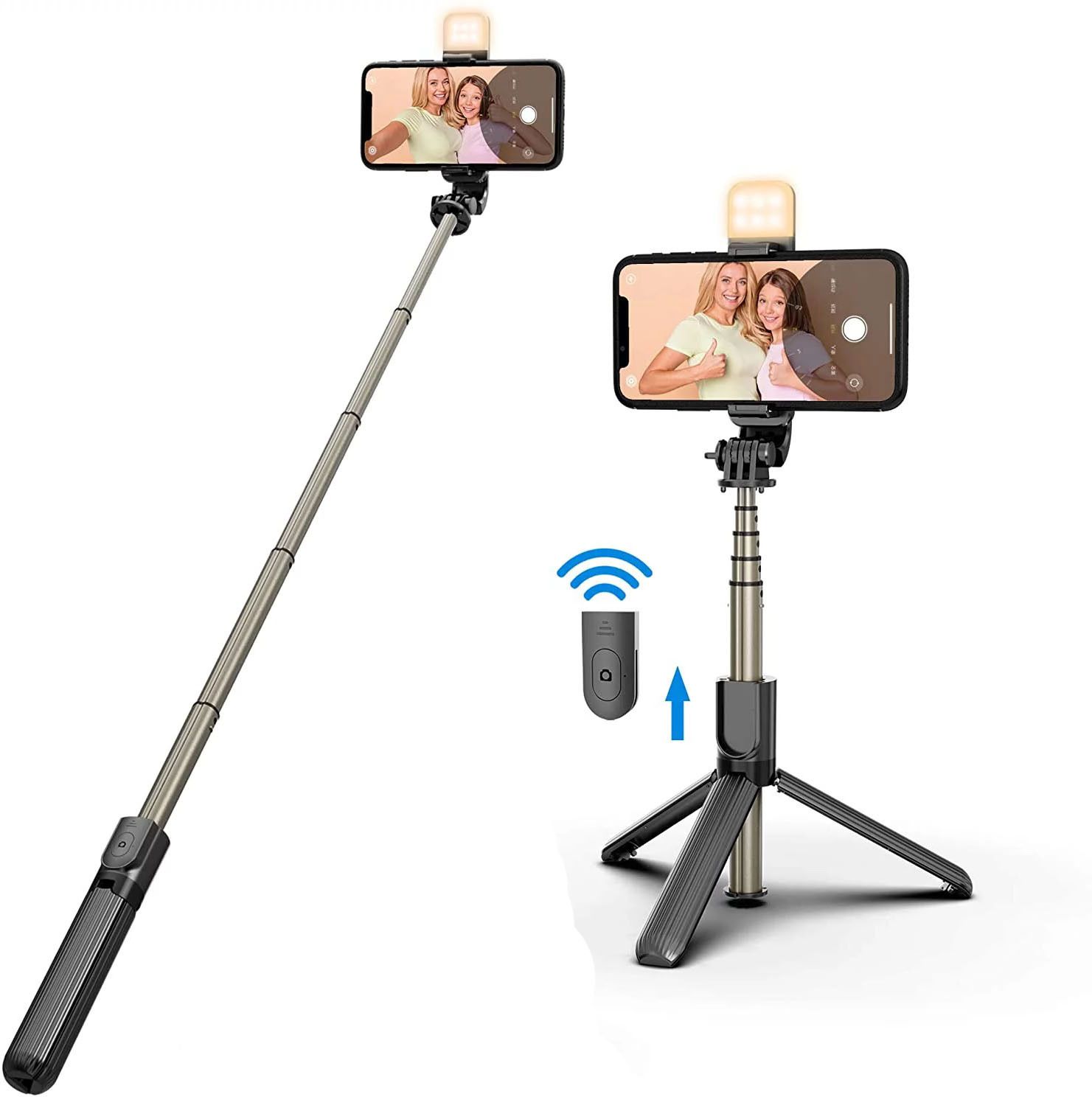 CHG Best sale R1s Wireless Selfie Stick Stand Remote Flash Light All SmartZ16 Tripod Ball Head-image-38