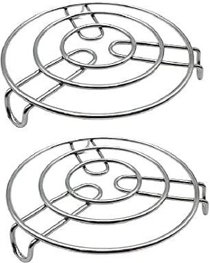 2 Pieces Round Trivets Hot Pot Mat Stand for Kitchen Utensil Vessel Holder Anti-Slip Mat Surface, Stainless Steel Trivet-image-23