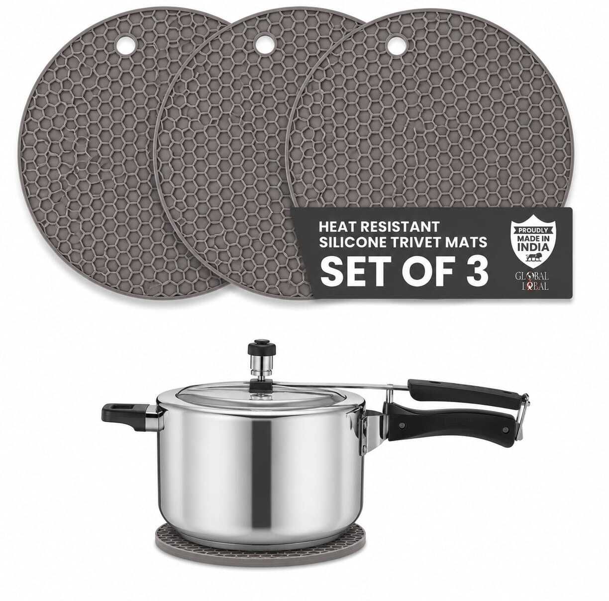 Set of 3 Silicone Heat Resistant Mats Reusable Hot Pad for Kitchen Anti Slip, Honeycomb Design, heat resistant Material Trivet-image-2