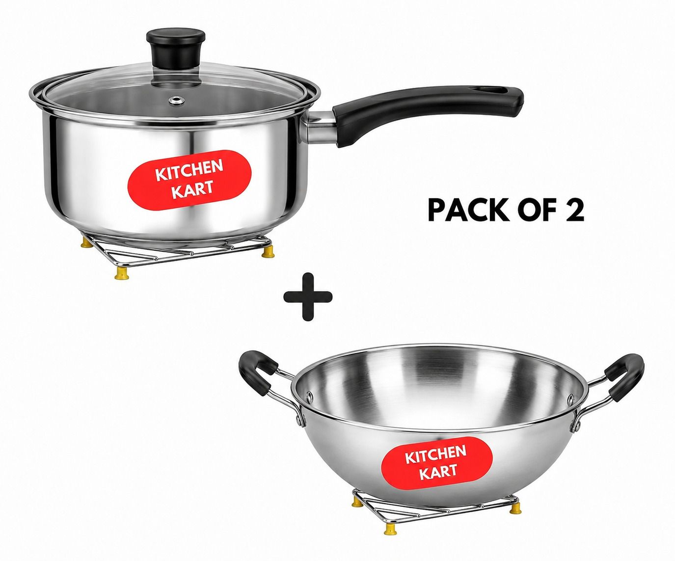 kitchen kart Stainless Steel Hot Pot Stand Pack of 2 Heat Resistant Polished Trivet-picture-21