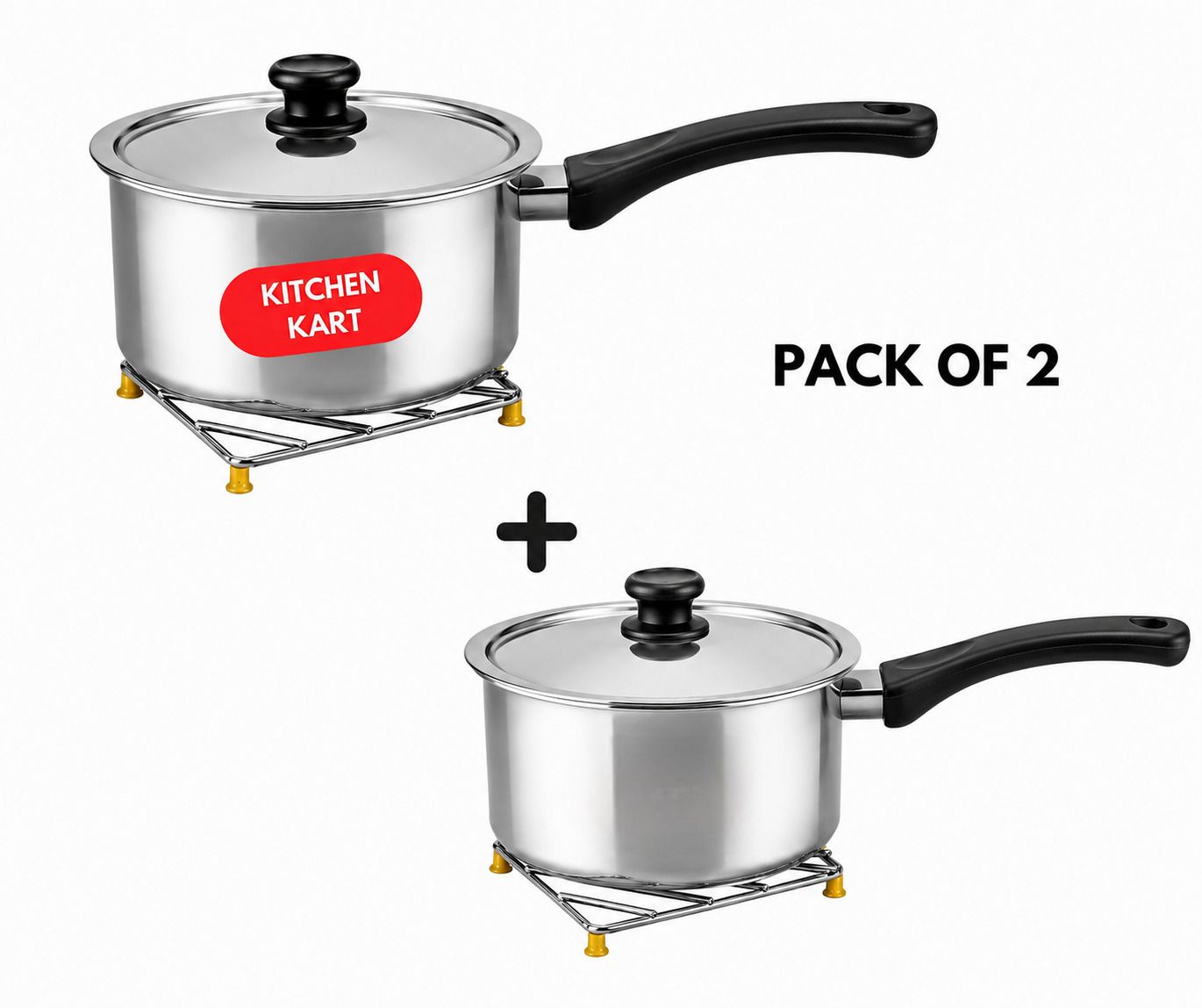 kitchen kart Multipurpose Stainless Steel Trivet Pack of 2 Polished Trivet-picture-4