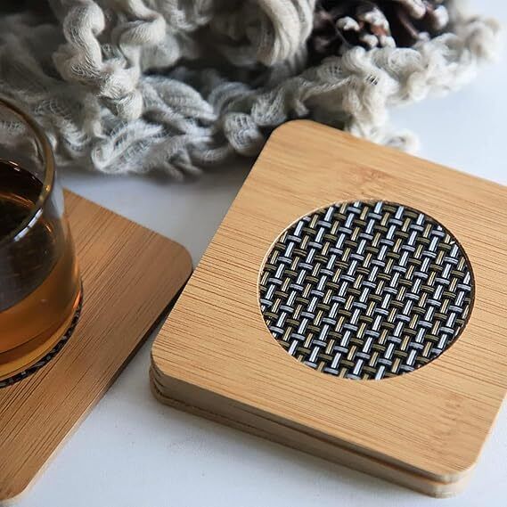 heat-resistant pad dining table mat square shape wooden anti hot pot holder anti-slip mat surface trivet