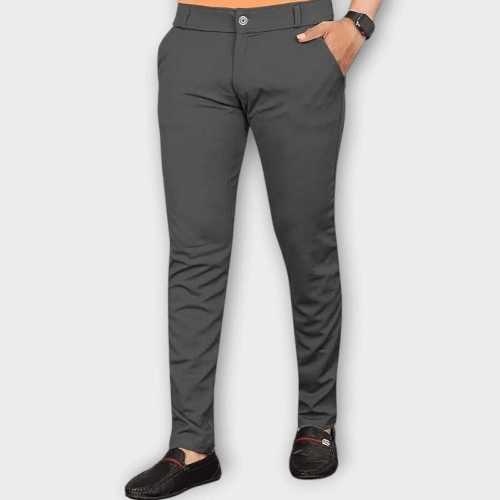bidatsh trend Men Regular Fit Grey Lycra Blend Trousers-picture-7