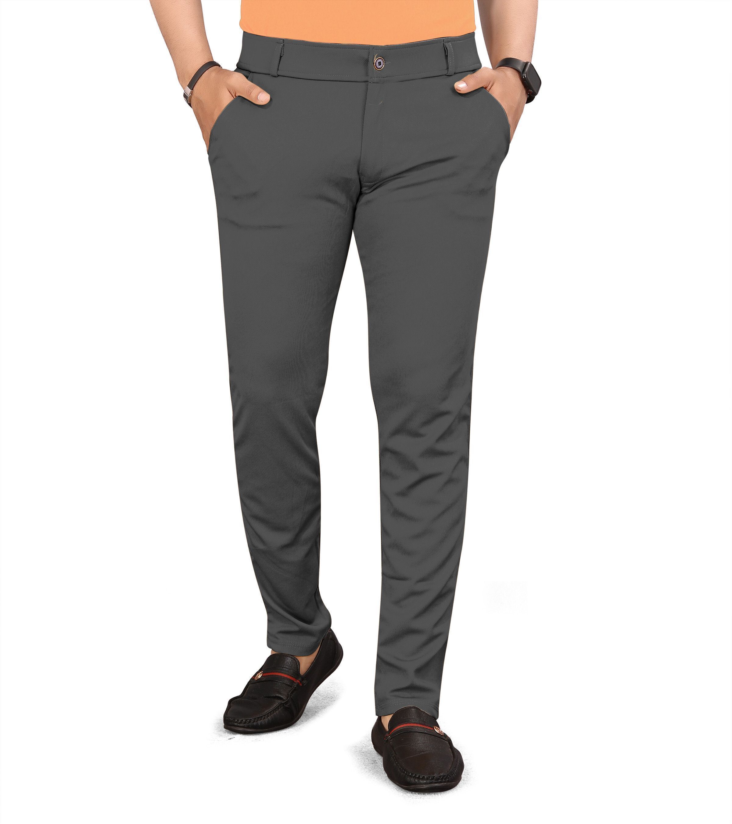bidatsh trend Men Regular Fit Grey Lycra Blend Trousers-picture-36