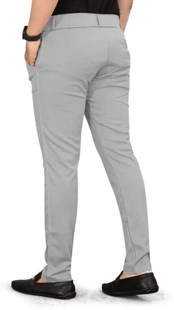 bidatsh trend Men Slim Fit Grey Lycra Blend Trousers-picture-18