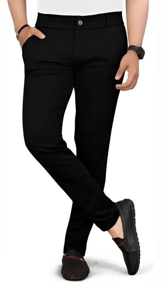 bidatsh trend Men Regular Fit Black Lycra Blend Trousers-picture-24