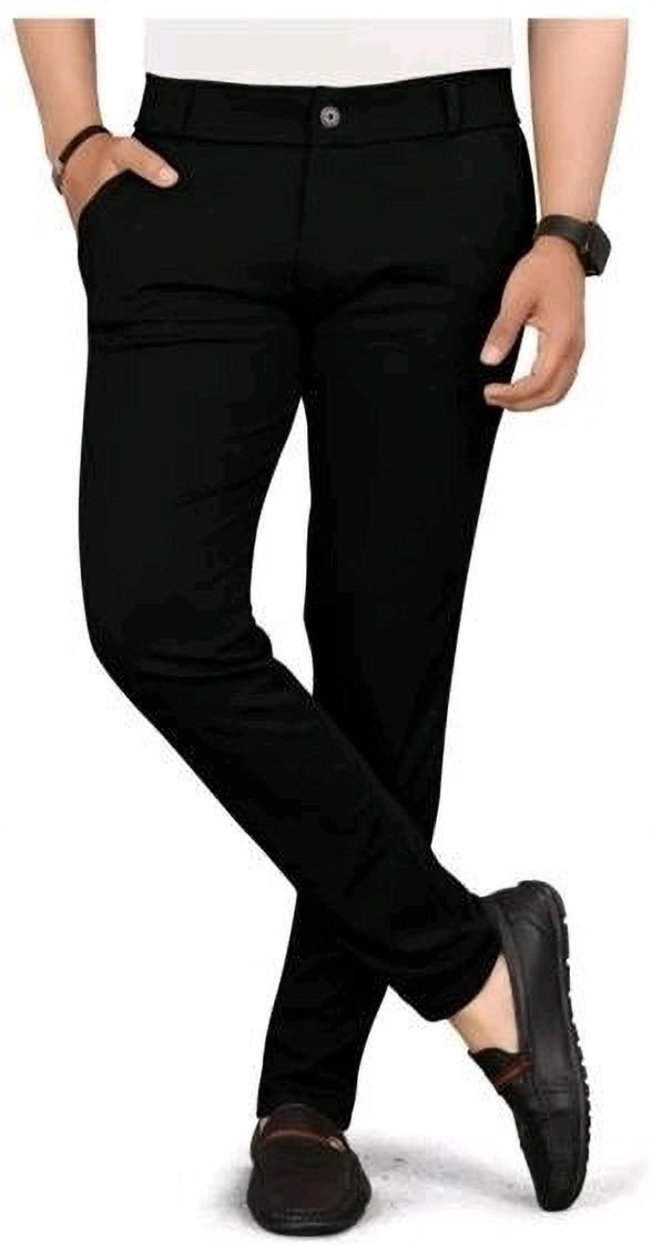 bidatsh trend Men Regular Fit Black Lycra Blend Trousers-picture-36