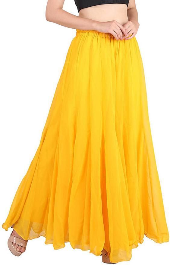 Women Flared Yellow Georgette Trousers-image-33