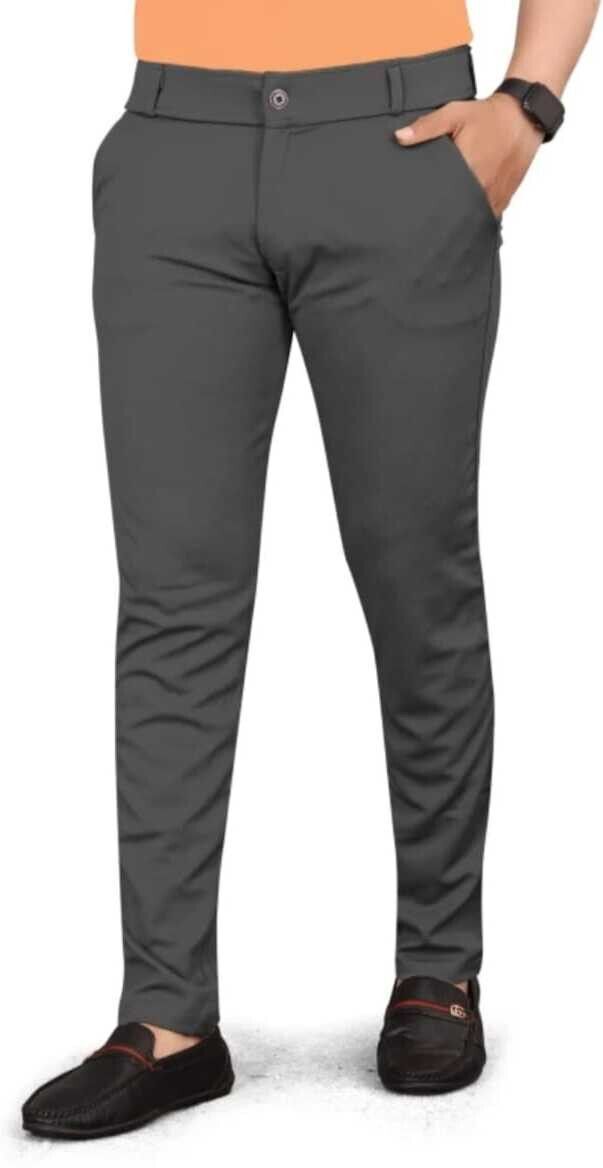 bidatsh trend Men Slim Fit Grey Lycra Blend Trousers-picture-35