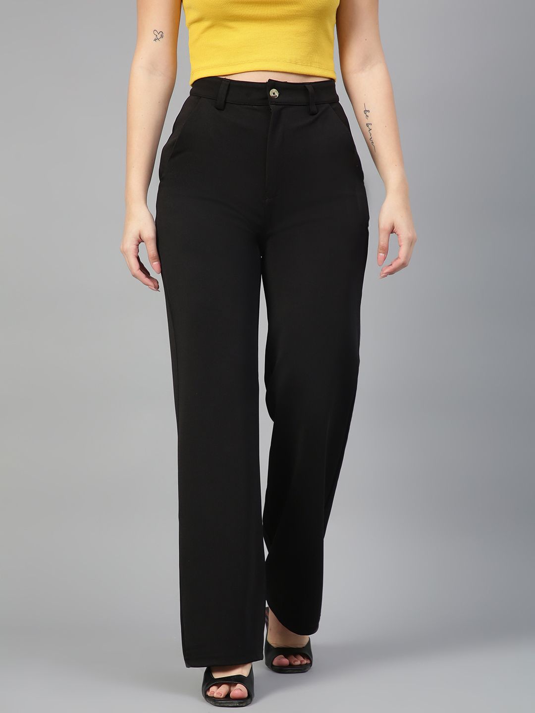 Women Regular Fit Black Viscose Rayon Trousers-image-23