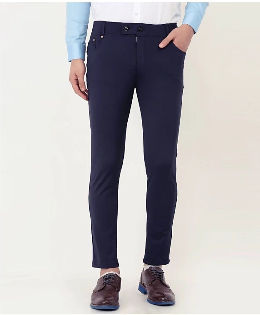 trend shreeyankash Men Slim Fit Blue Lycra Blend Trousers-picture-20