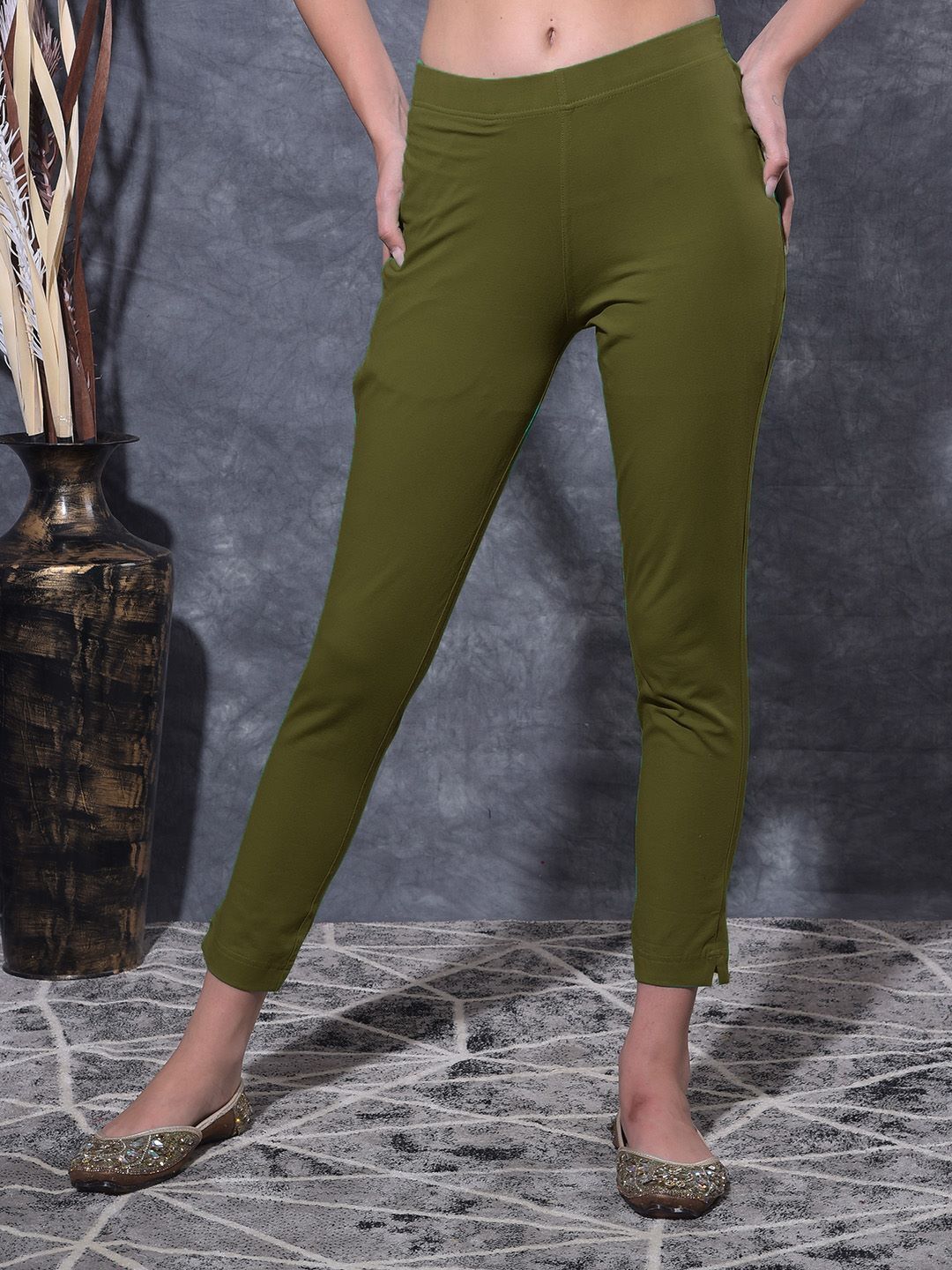 dollar missy Women Regular Fit Green Cotton Blend Trousers-picture-11