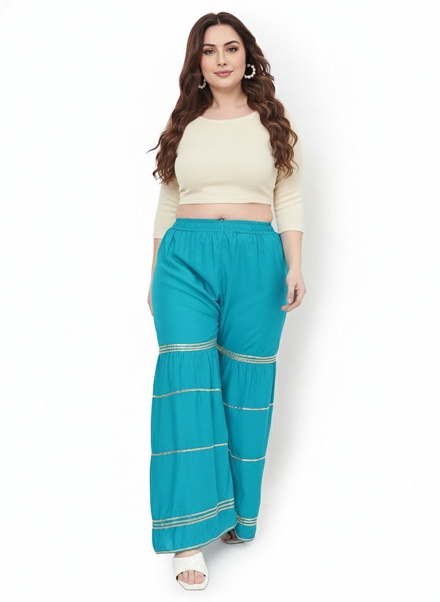 Women Relaxed Green Cotton Blend Trousers-image-9