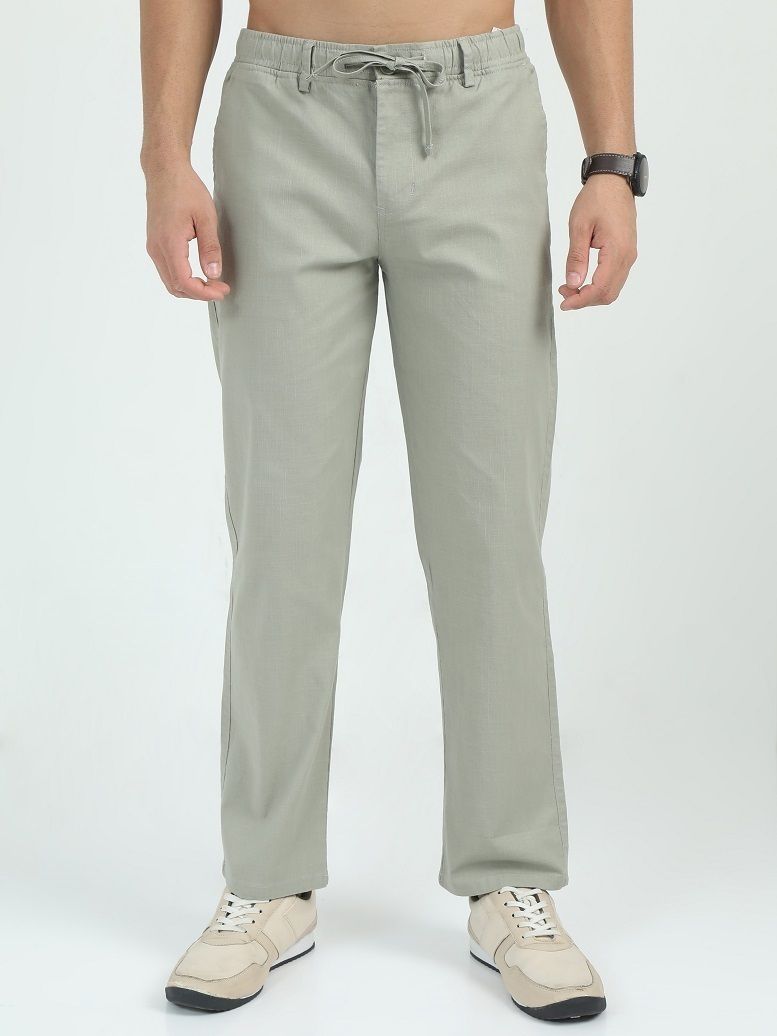bellaciao clothings co Men Relaxed Green Linen Blend Trousers-picture-11