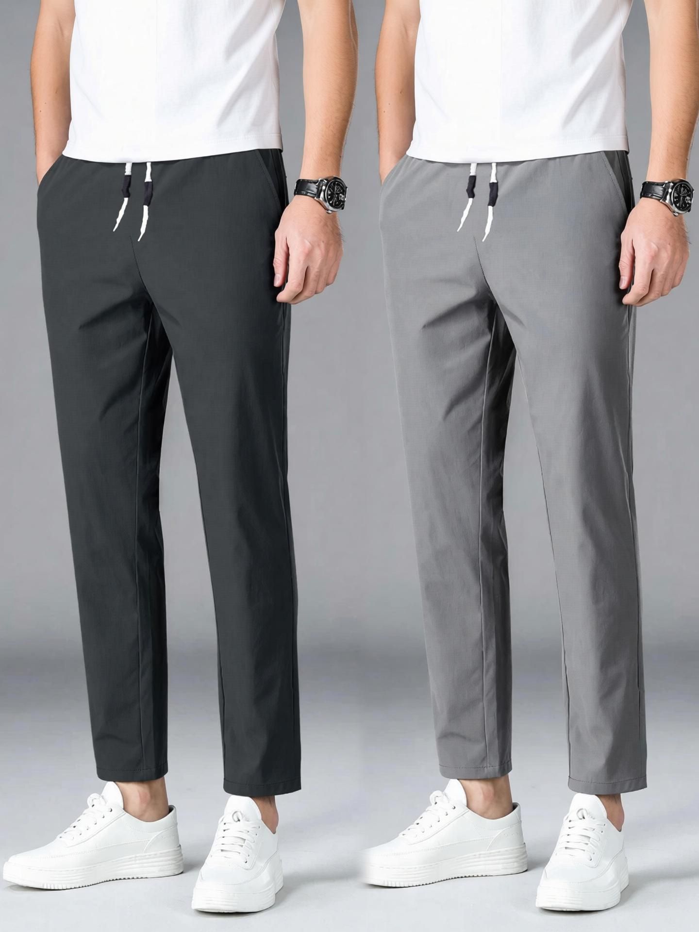 python Pack of 2 Men Self Design Grey Track Pants-picture-15