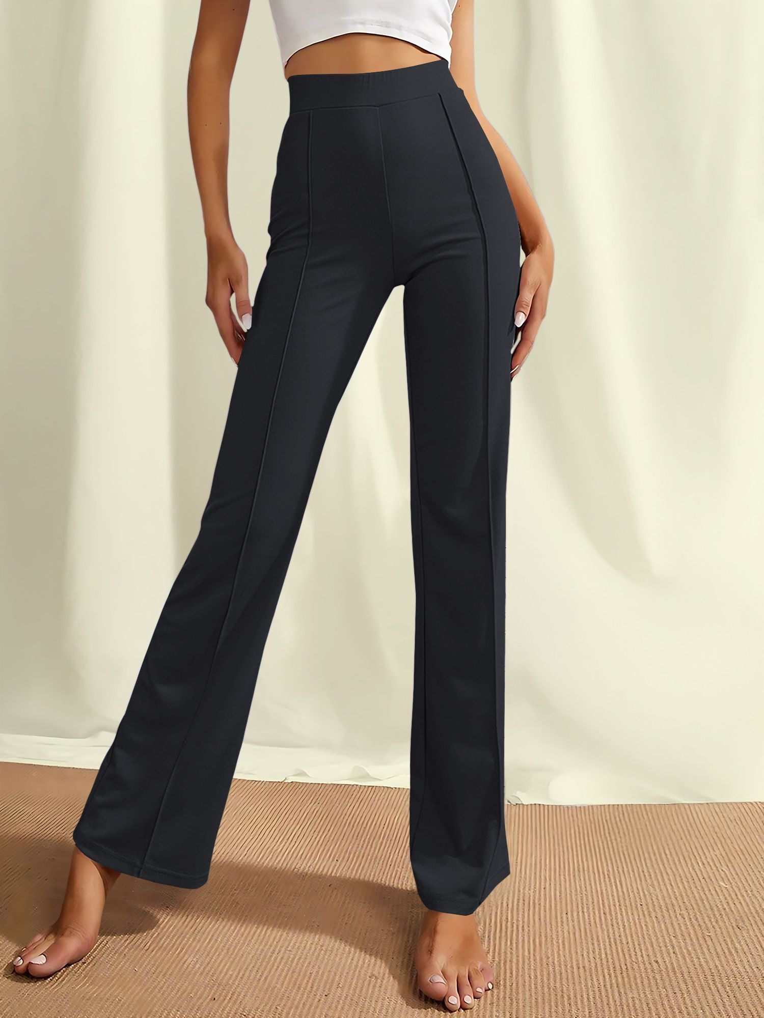 kottin creation Women Regular Fit Grey Polyester Trousers-picture-25