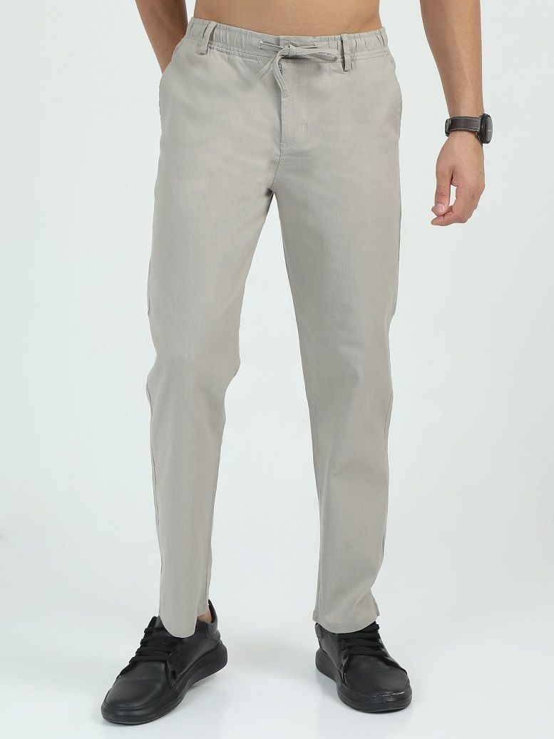 bellaciao clothings co Men Relaxed Grey Linen Blend Trousers-picture-13