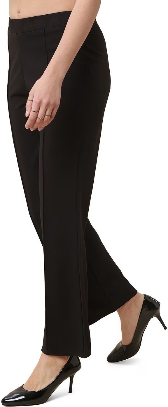kottin creation Women Regular Fit Black Cotton Blend Trousers-picture-16