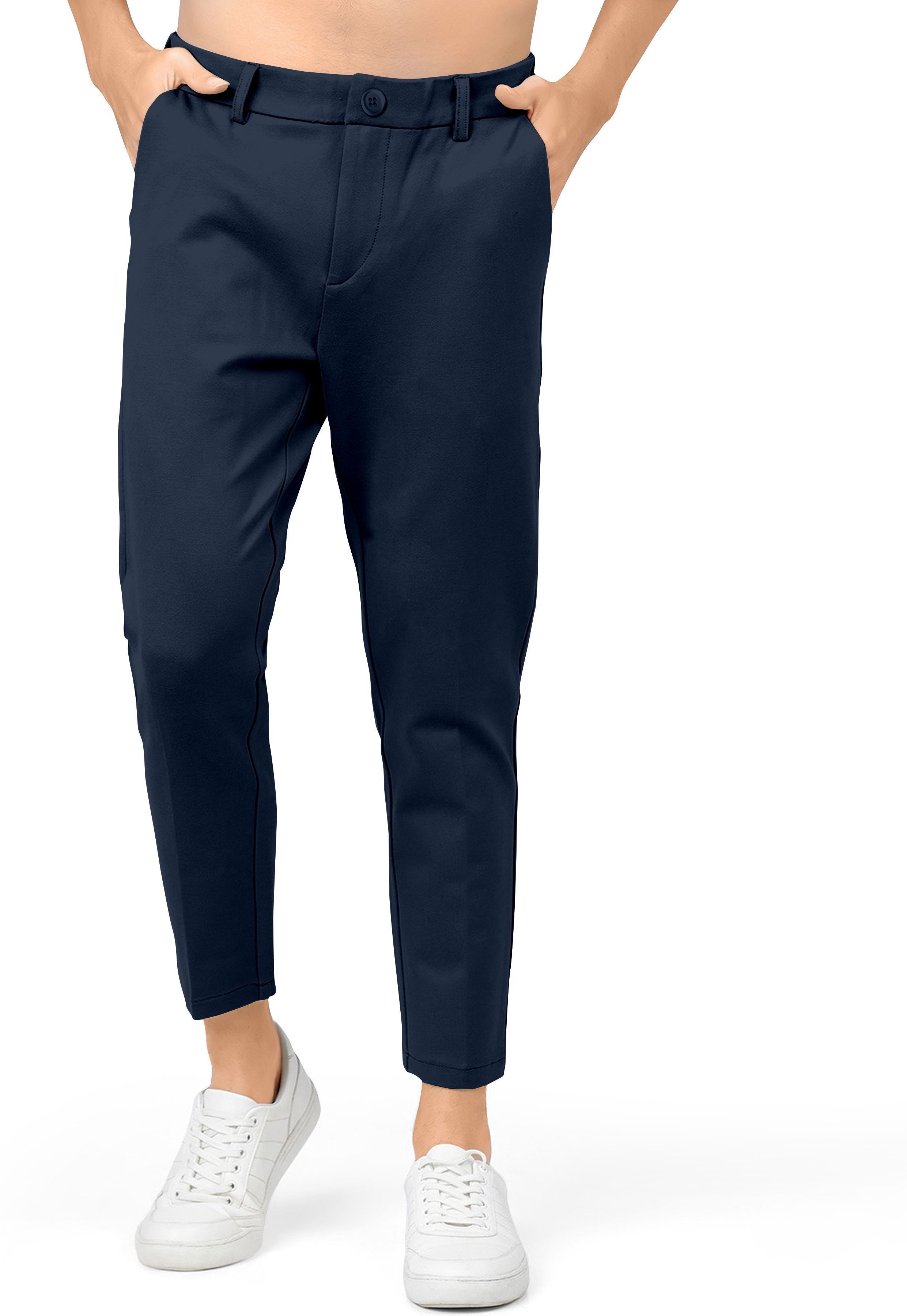 trend shreeyankash Men Regular Fit Dark Blue Lycra Blend Trousers-picture-40