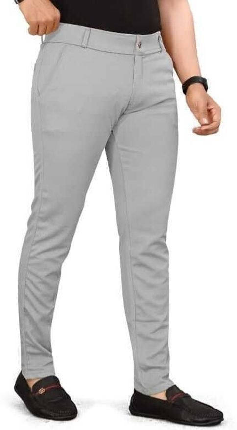 bidatsh trend Men Regular Fit Grey Lycra Blend Trousers-picture-21