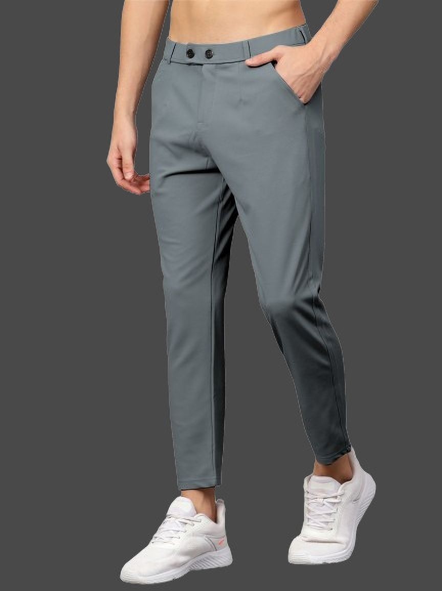 bidatsh trend Men Slim Fit Grey Lycra Blend Trousers-picture-29