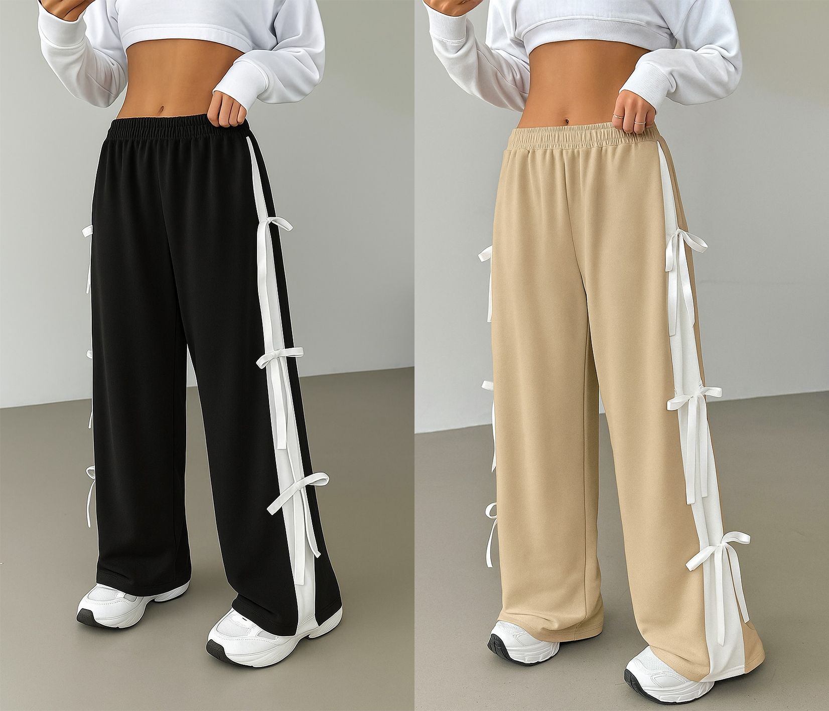 keso fashion Pack of 2 Women Solid Black, Beige Track Pants-picture-48