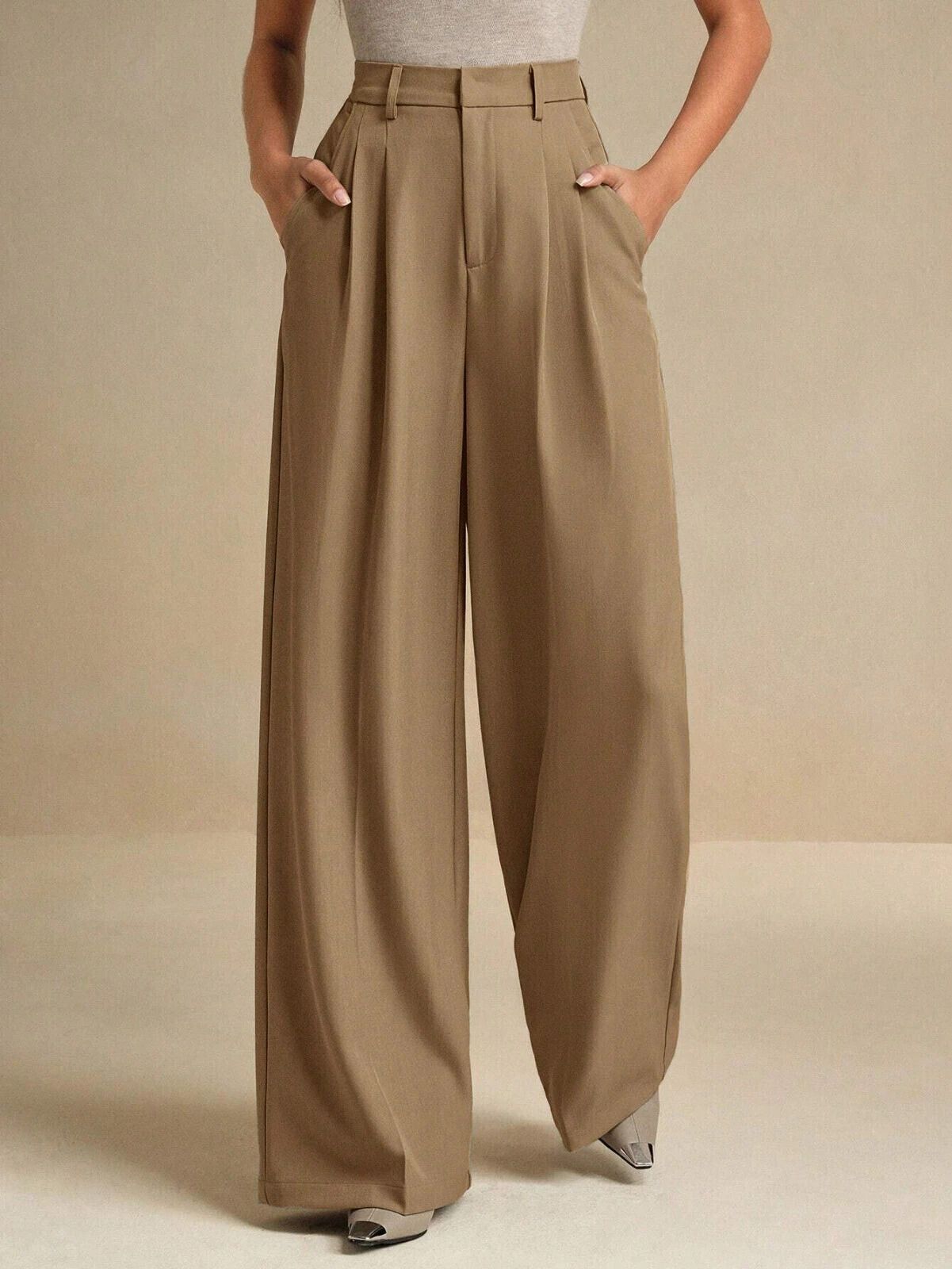 kotty Women Relaxed Yellow Viscose Rayon Trousers-picture-44