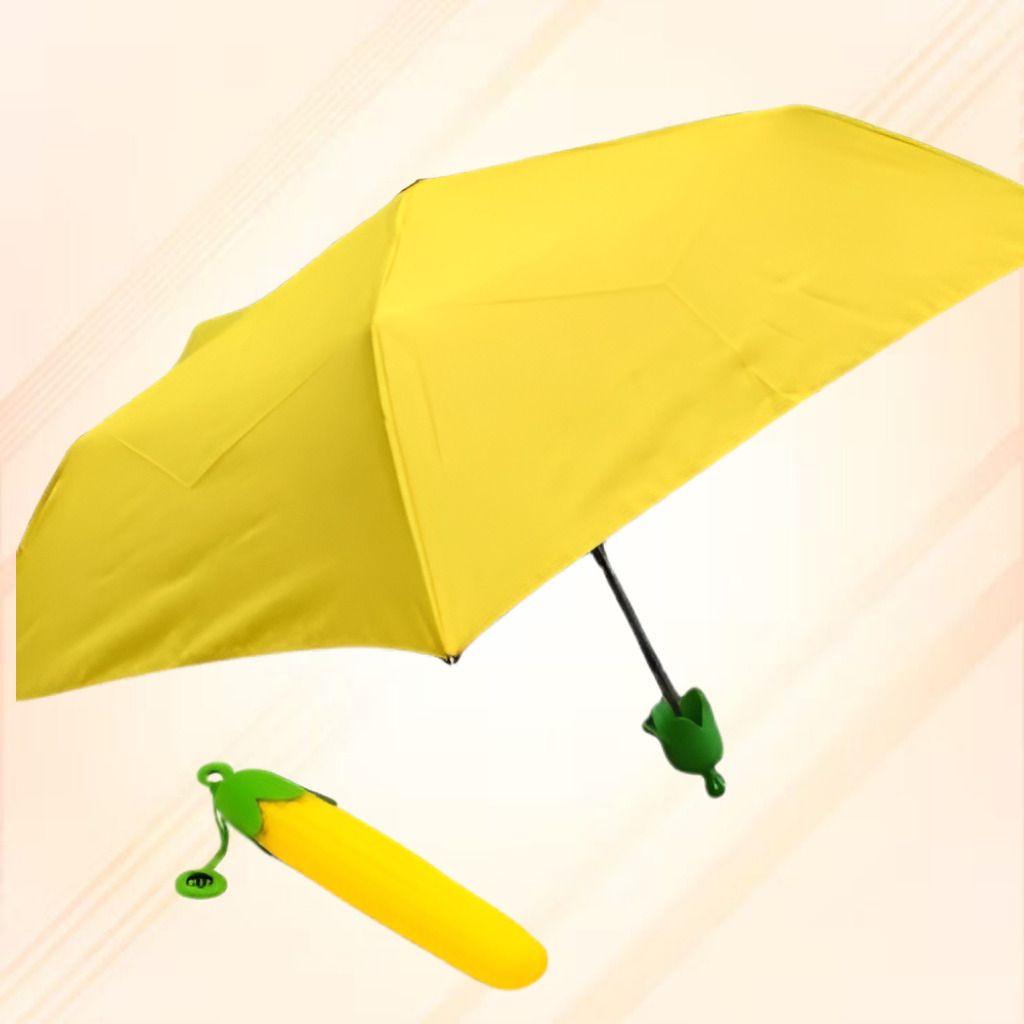 lootnesse compact yellow umbrella with novelty corn storage case and strong wind resistanc Umbrella-picture-6