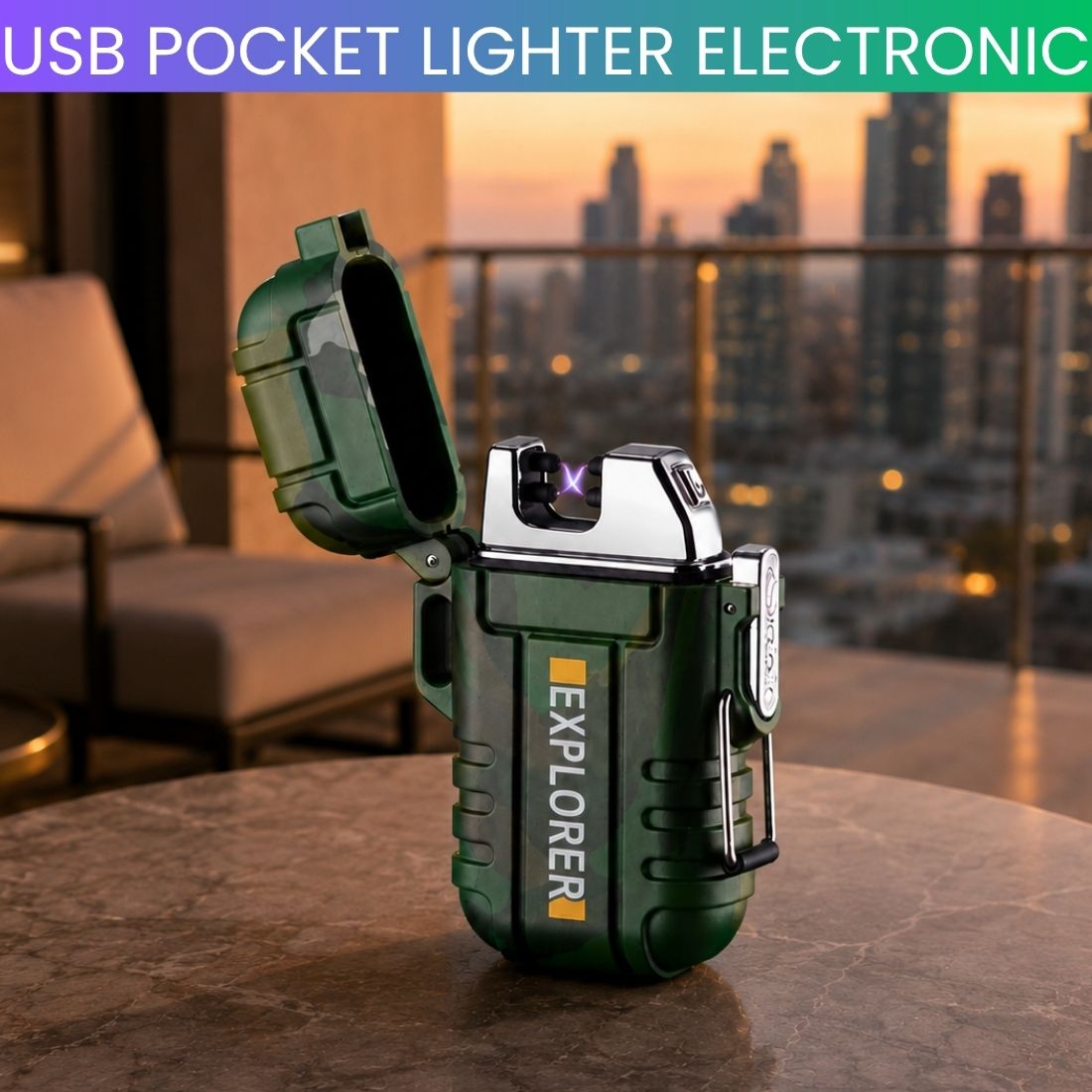clairbell USB Rechargeable Electric Lighter with Windproof Arc EV489 Pocket Lighter-picture-1