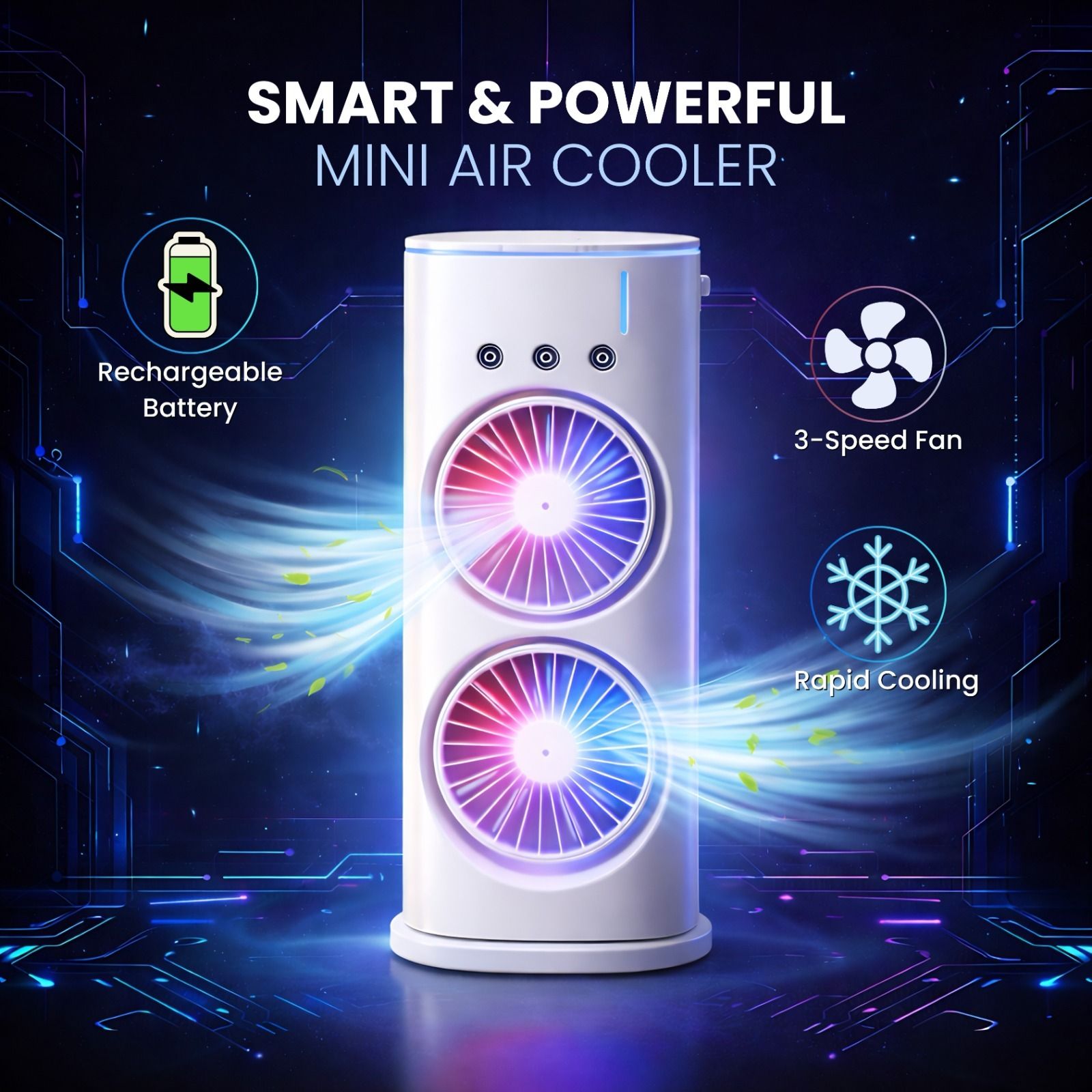 OPINIA USB Cooler Easy to Carry, 2000mAh Rechargeable Battery with Remote Control flip2.O cooler USB Air Cooler, USB Charger, USB Fan-image-42