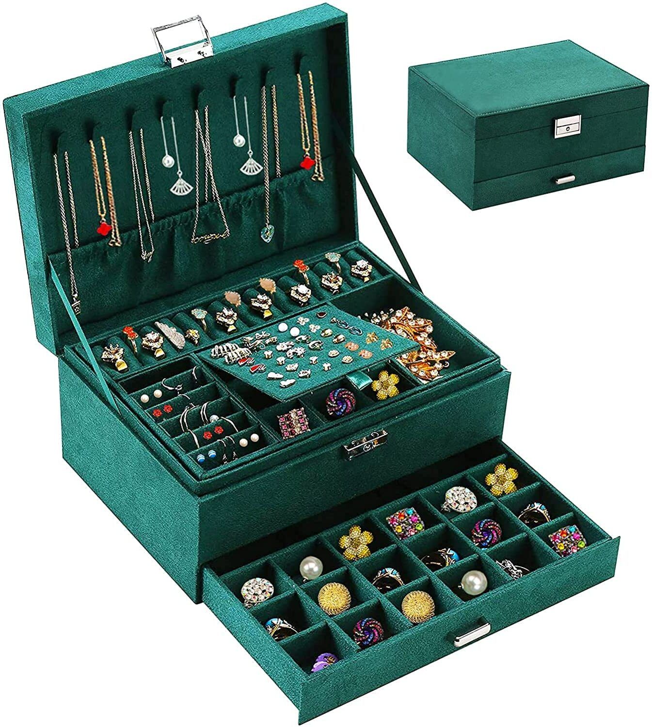 Jewellery Box Multi Vanity Box (Green) Watch Box-image-17