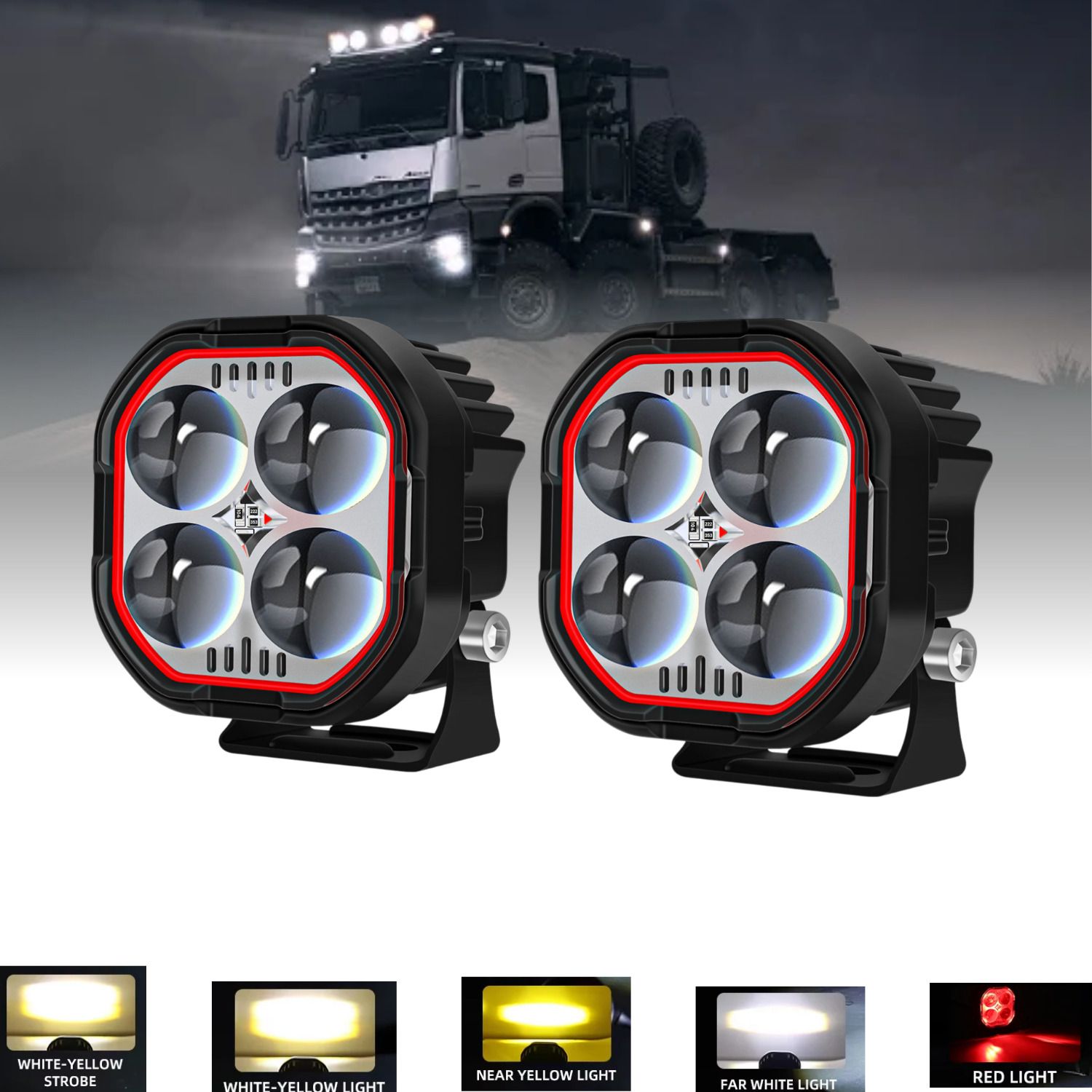 rhtdm 4LED Light Multi-Mode Spot Beam Fog Driving Headlight Motorbike, Car, Truck, Van LED (12 V, 40 W)-picture-22