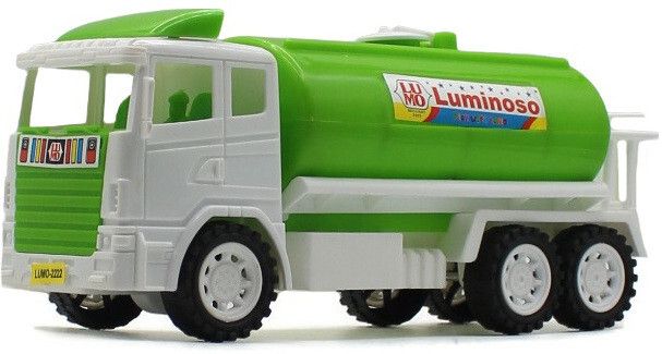 Small size friction powered plastic OIL tanker truck toy White Green-image-4