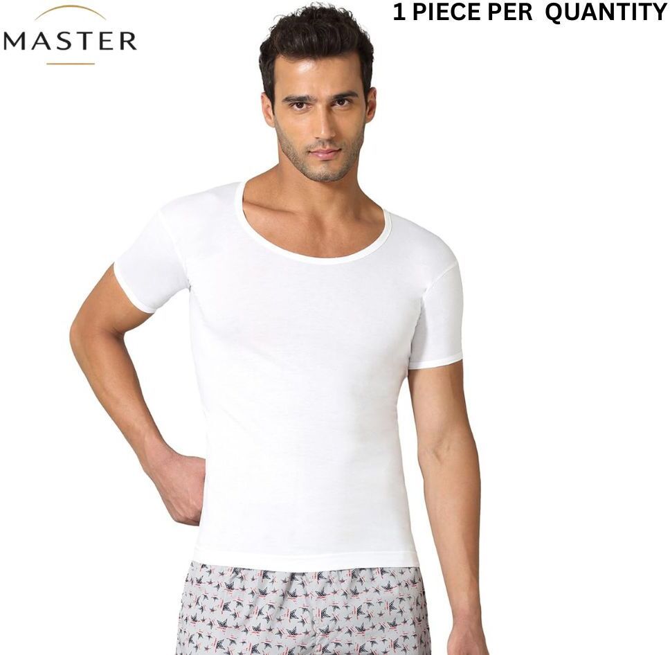 master RNS White Vest for Men | Cotton Round Neck Half Sleeve Innerwear Men Vest-picture-12