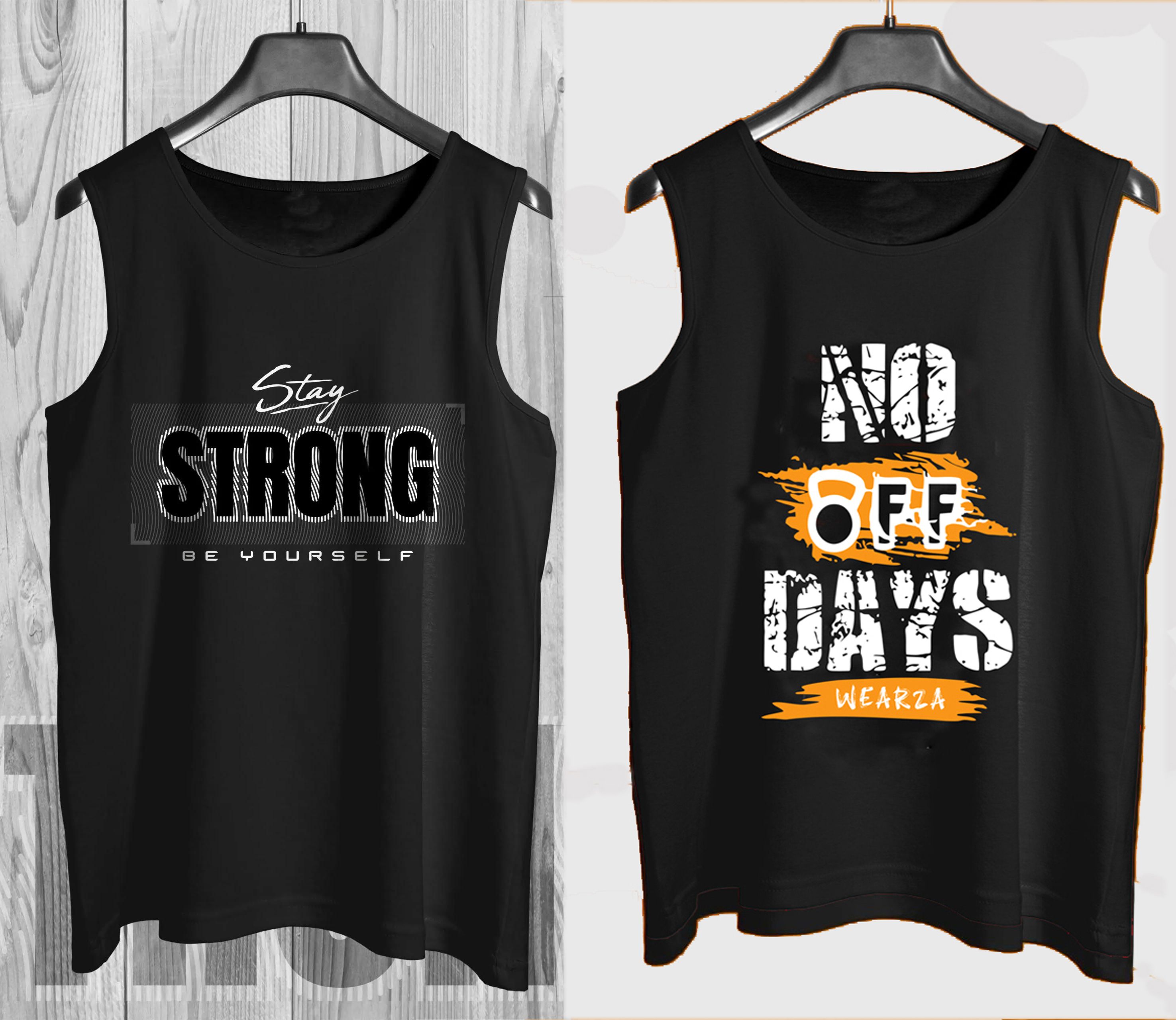 Pack of 2 Men's Cotton Vest Black Stylish Tranding Printed Vest / Ganji / sando Men Vest-image-40