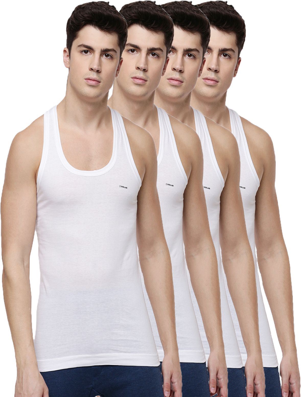 Pack of 4 Dollar Lehar Combed Cotton Men's White Vest Men Vest