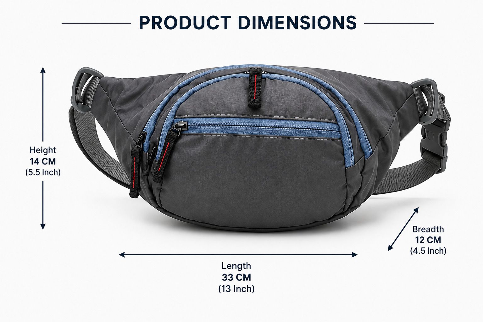 FLIKKER Polyester Waist Bag for Men Small Belt Pouch Multi Zip Women Chest Bag Unisex Waist Bag-image-37