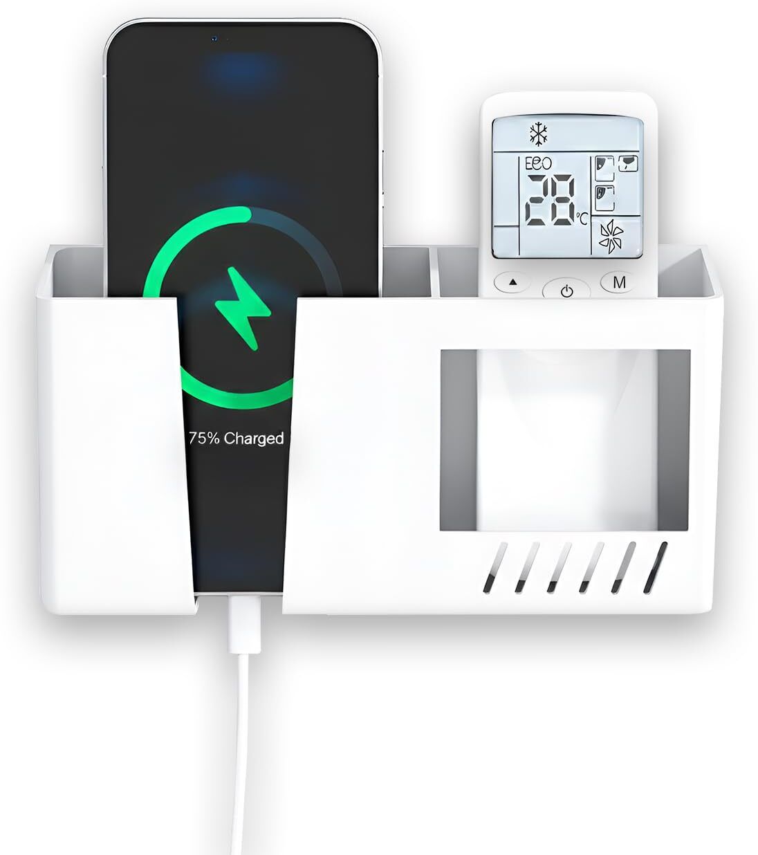 WALLVIEW TECH Wall Mounted Mobile Charging Shelf, Remote Holder for Office & Home (White) Mobile Holder-picture-21