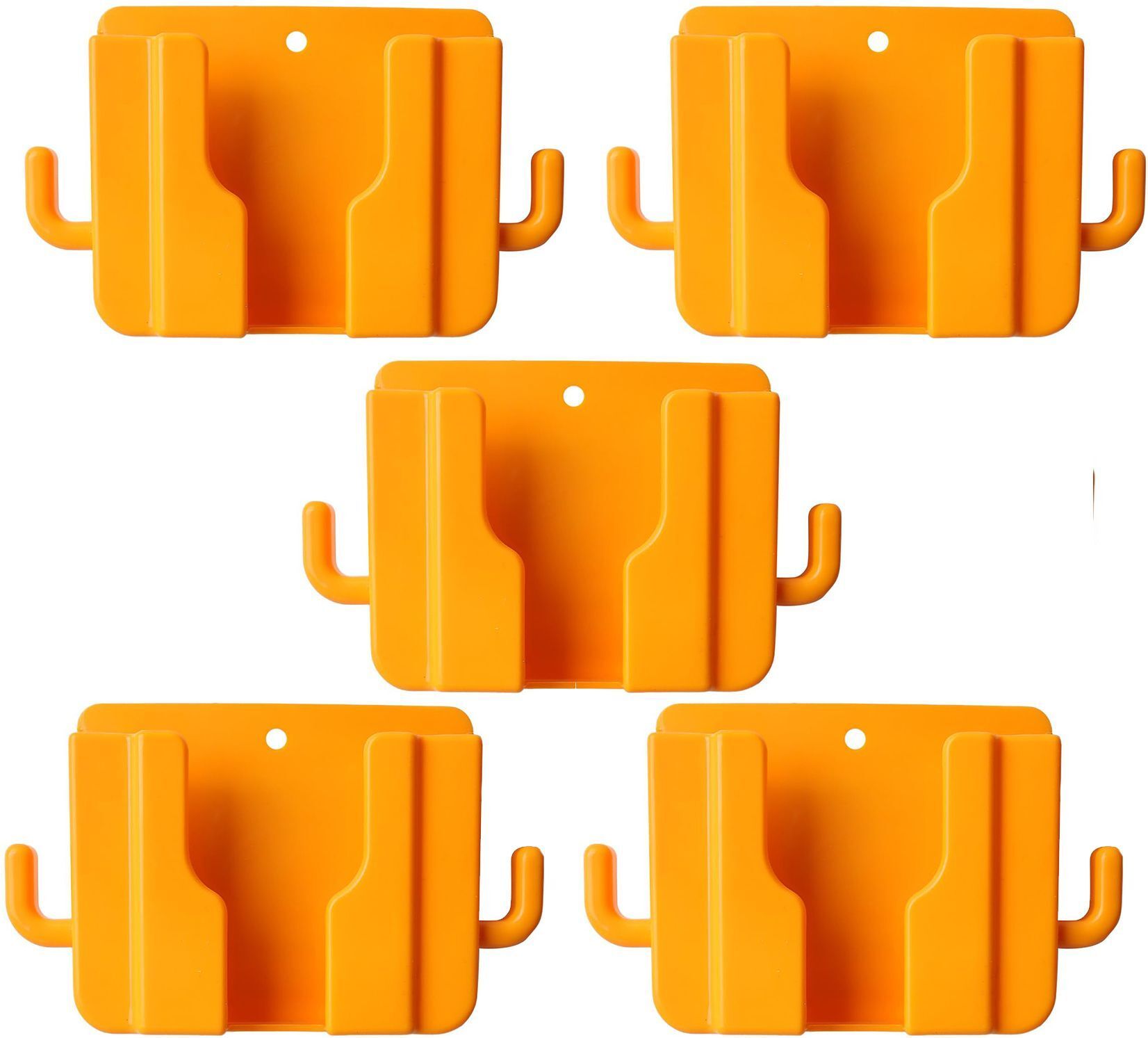Flipkart SmartBuy Wall Mount Phone Stand / Remote Hanging Stand Bracket Hooks 5 Orange Piece Mobile Holder-image-28