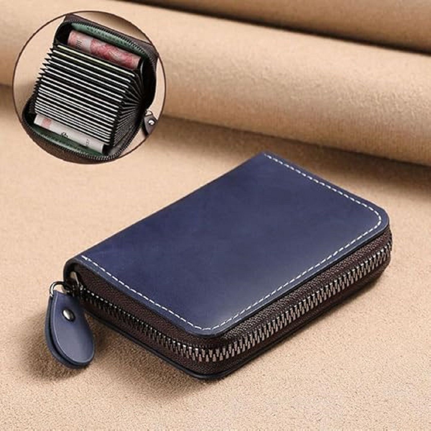 Men Casual, Formal Blue Genuine Leather RFID Card Holder-image-15