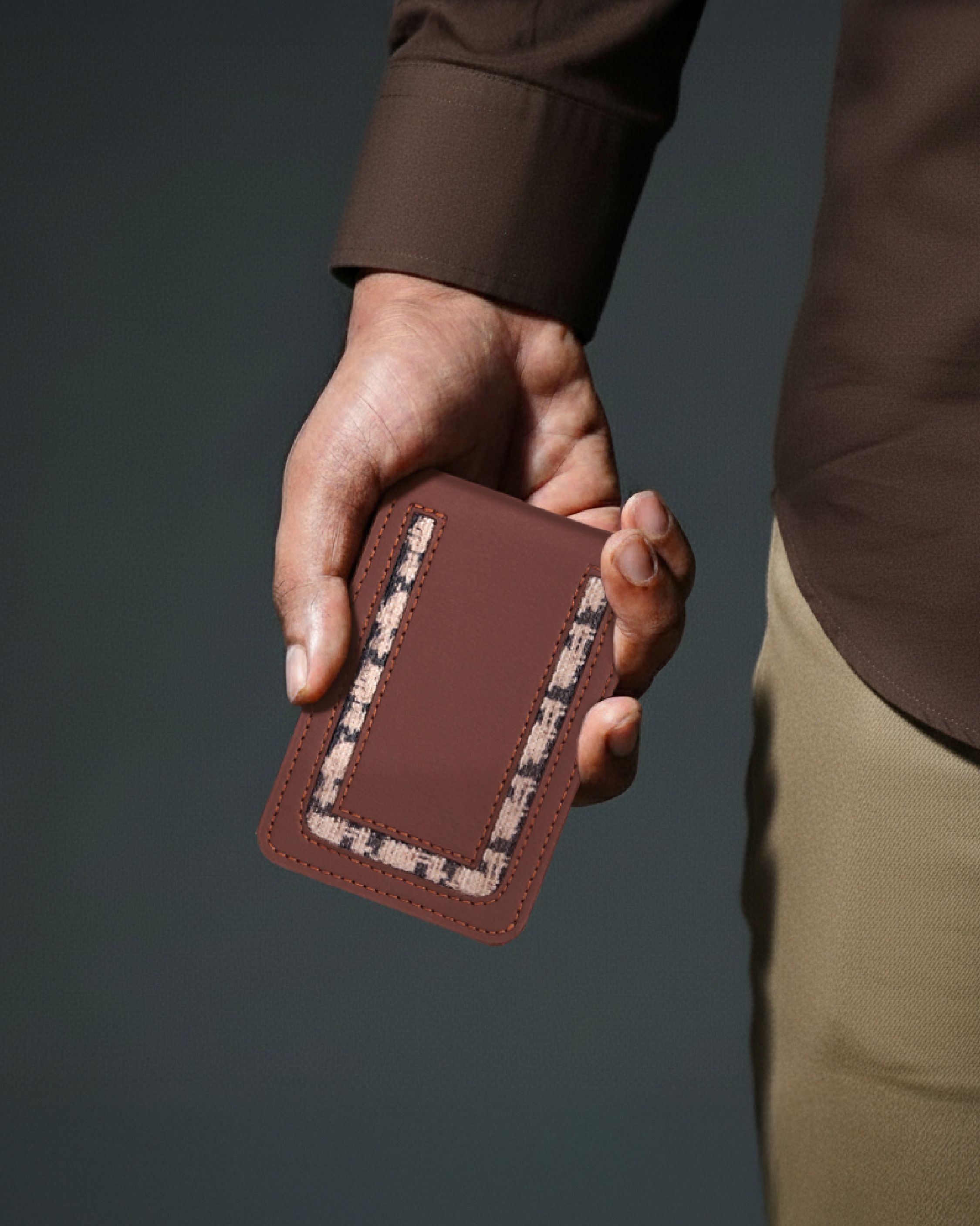Men Casual Black, Beige Jute Wallet-image-9