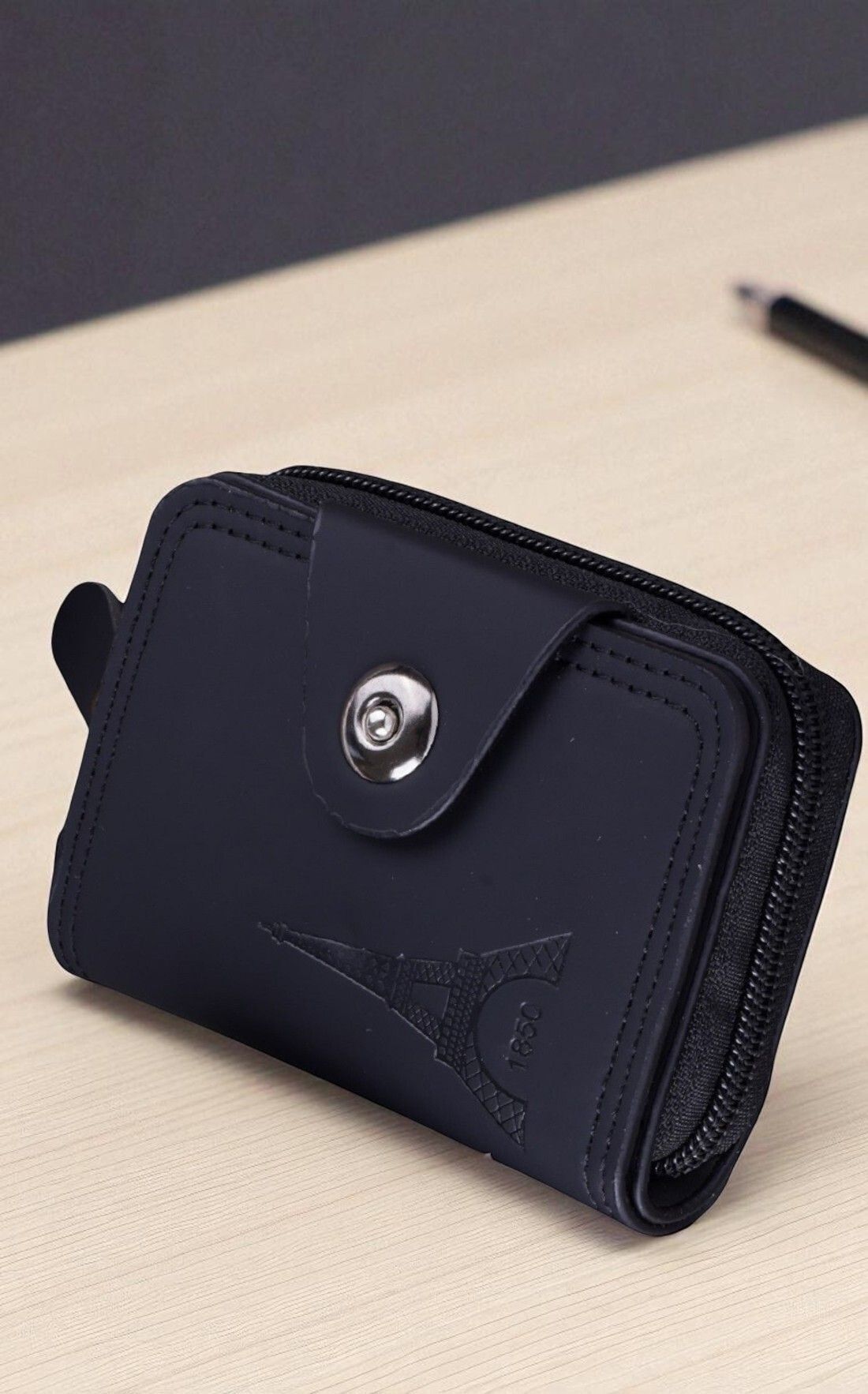 metronaut Men Casual, Formal Black Genuine Leather RFID Card Holder-picture-10
