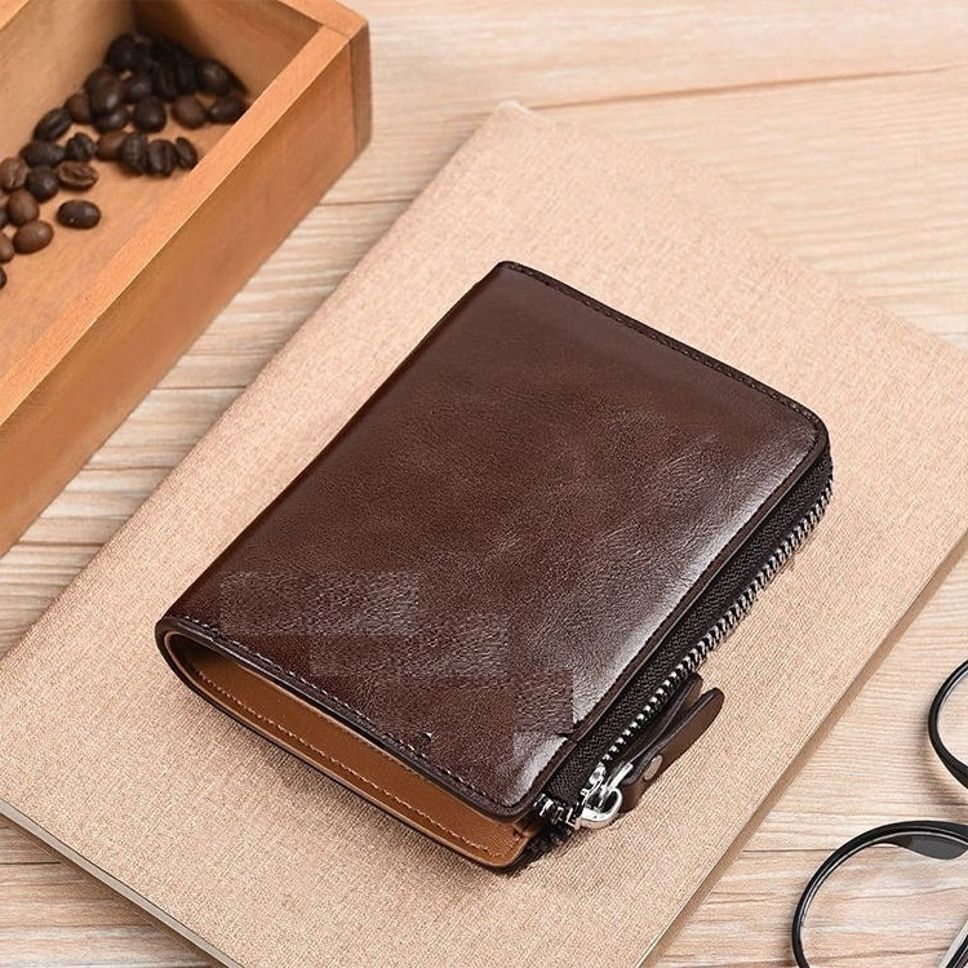 Men Casual, Formal Brown Genuine Leather RFID Card Holder-image-17
