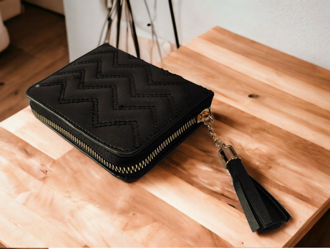 Women Trendy, Casual, Evening/Party Black Artificial Leather Wallet-image-14