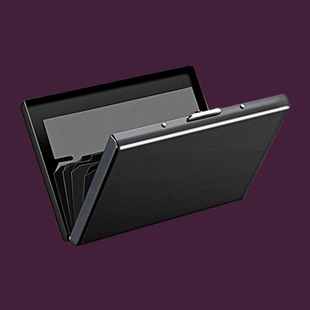 Men Casual Black Aluminium Card Holder-image-3