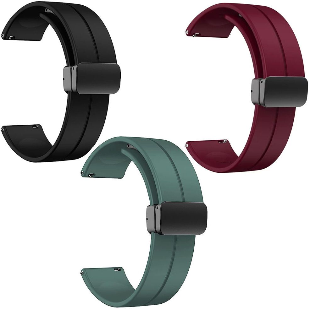 NEWMAN BLACKMAG GREEN & MAROON07 22 mm Silicone Watch Strap-image-38