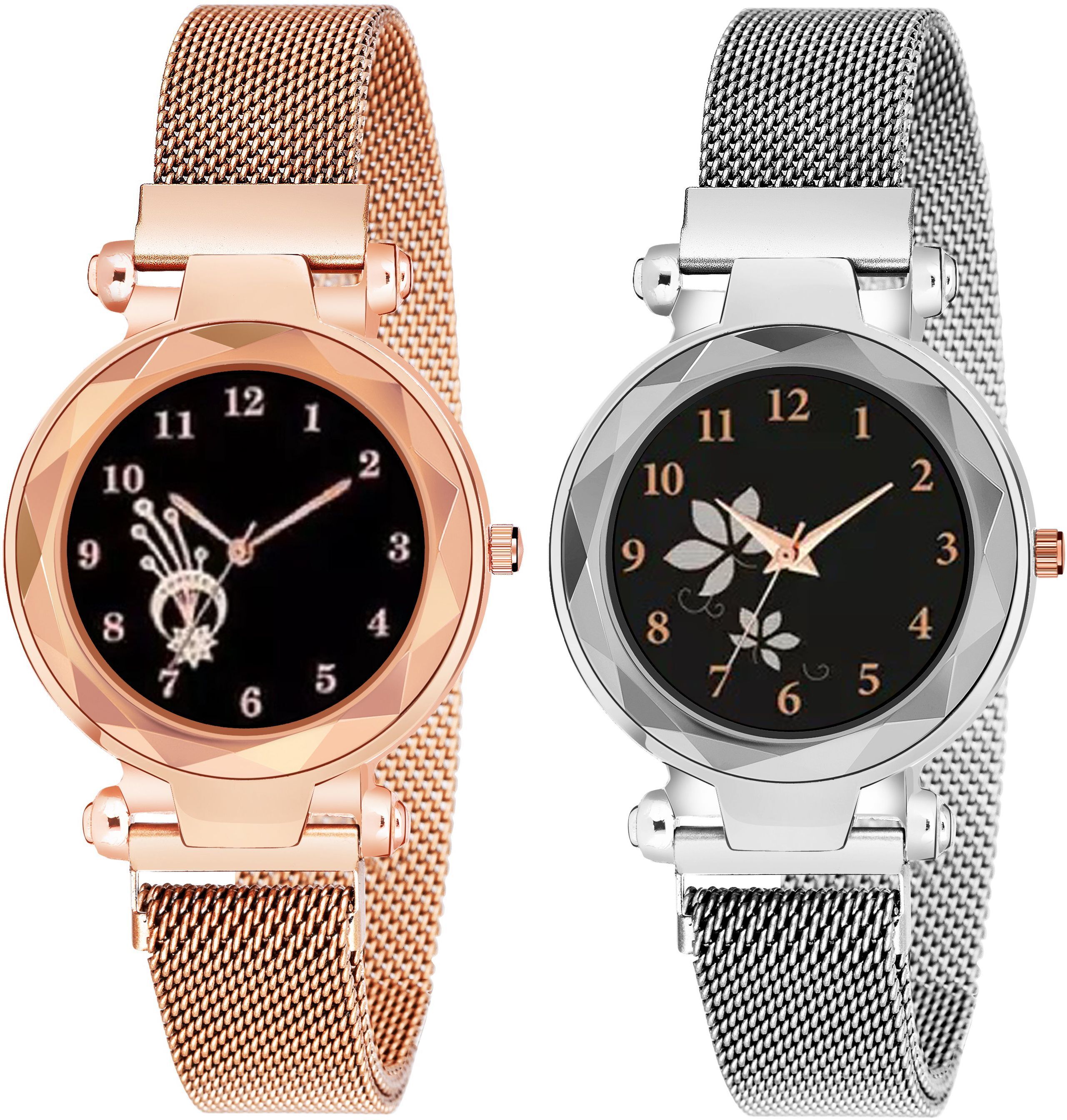 Analog Watch - For Boys & Girls MW_01Combo 2 Design Dial Magnet Black And Gold Analog Watch-image-46