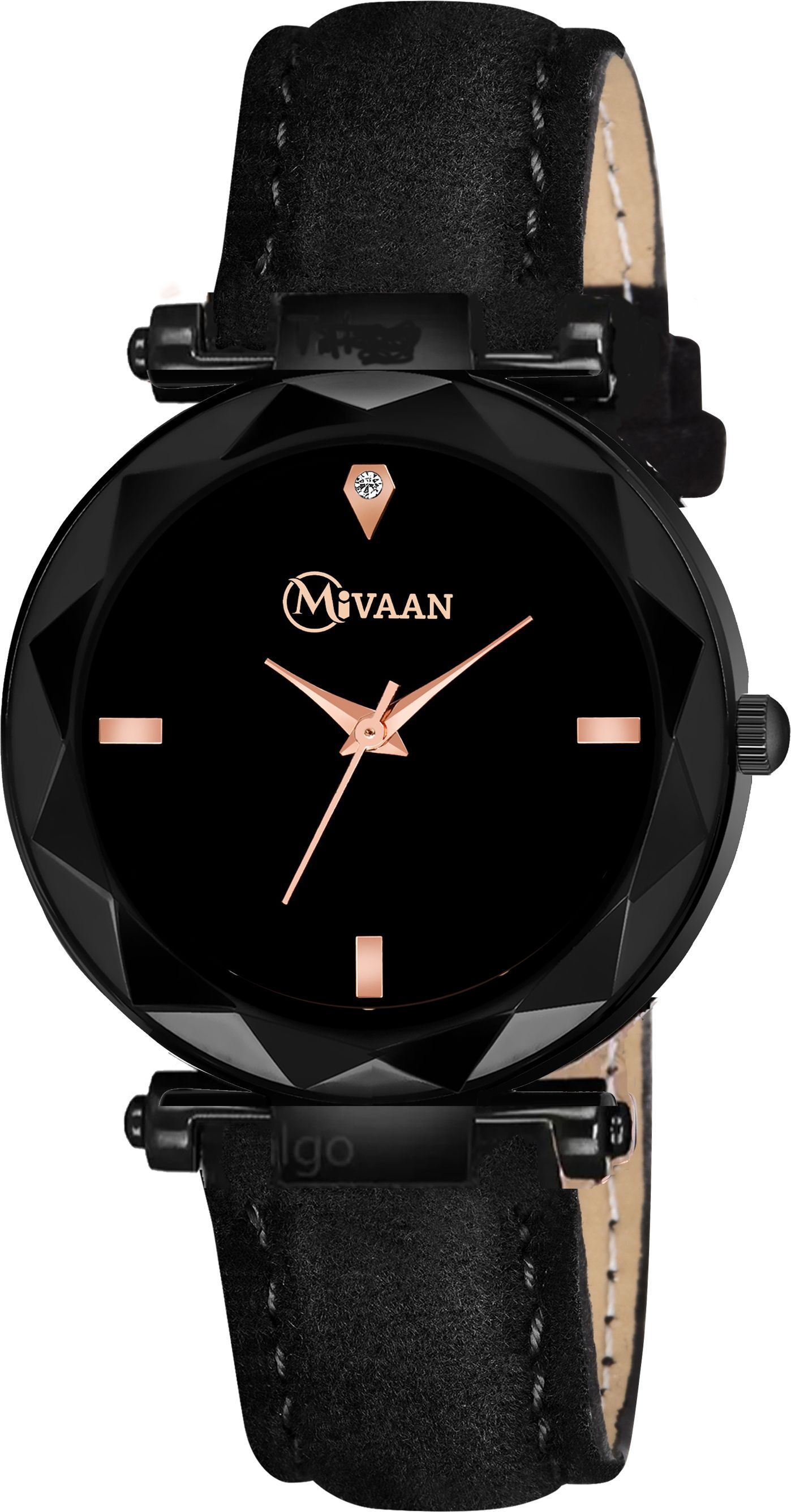 Analog-Digital Watch - For Men & Women WB_181CL- 4Point Dial Leathers Strap Luxury Black Analog Girls Watch-image-2