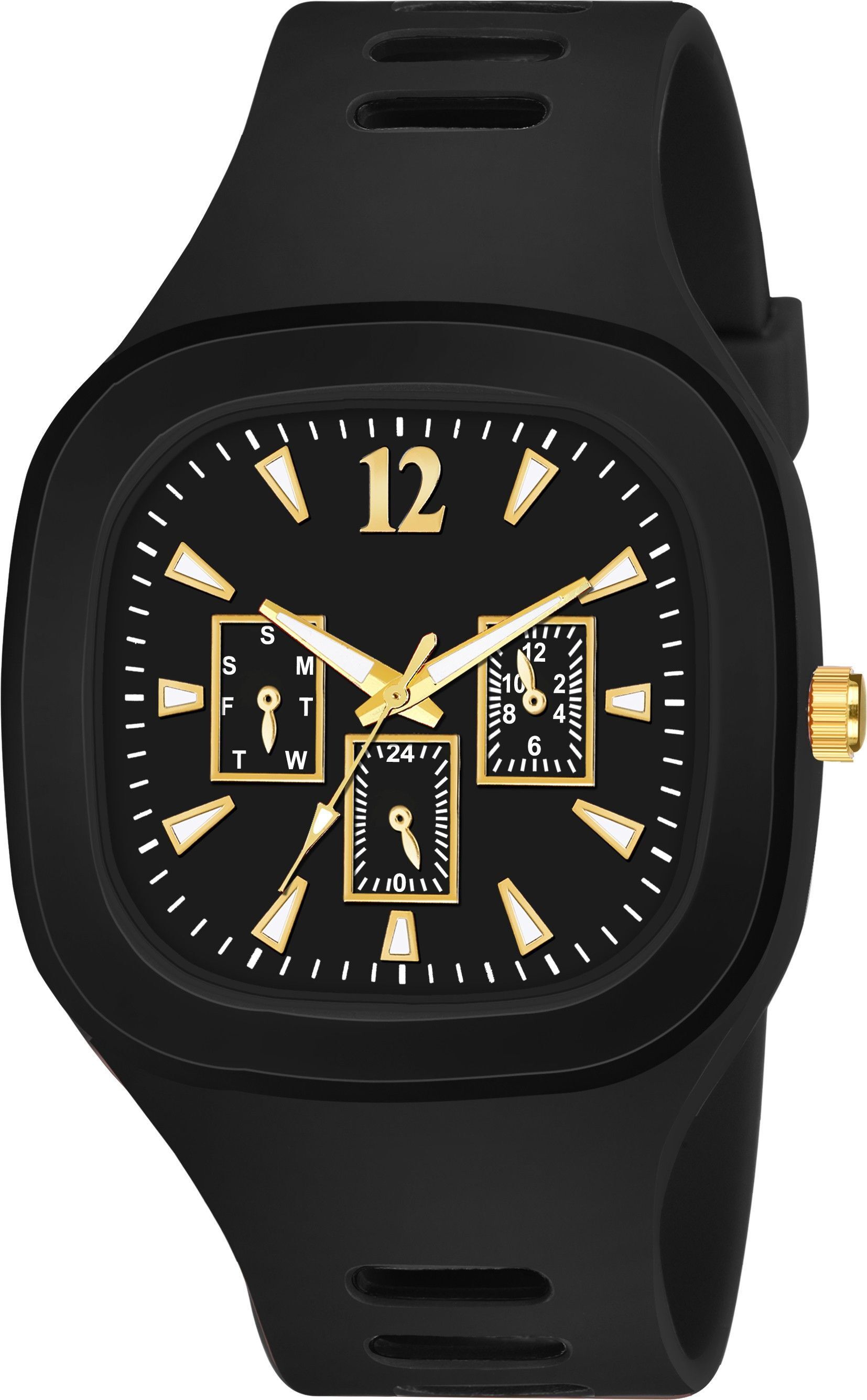 Analog-Digital Watch - For Men & Women WB_85SQUARE BLACK DIAL ANALOG SILICON STRAP STYLISH DESIGNER Analog Watch-image-33